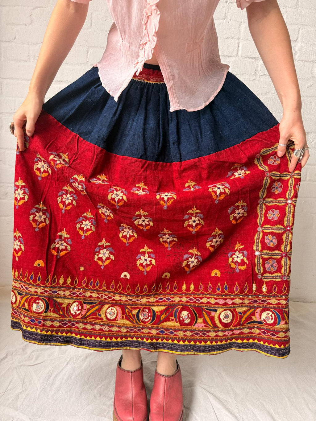 1960s Gujarati Embroidered Folk Skirt