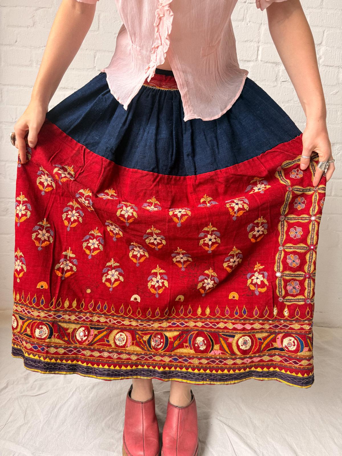 1960s Gujarati Embroidered Folk Skirt