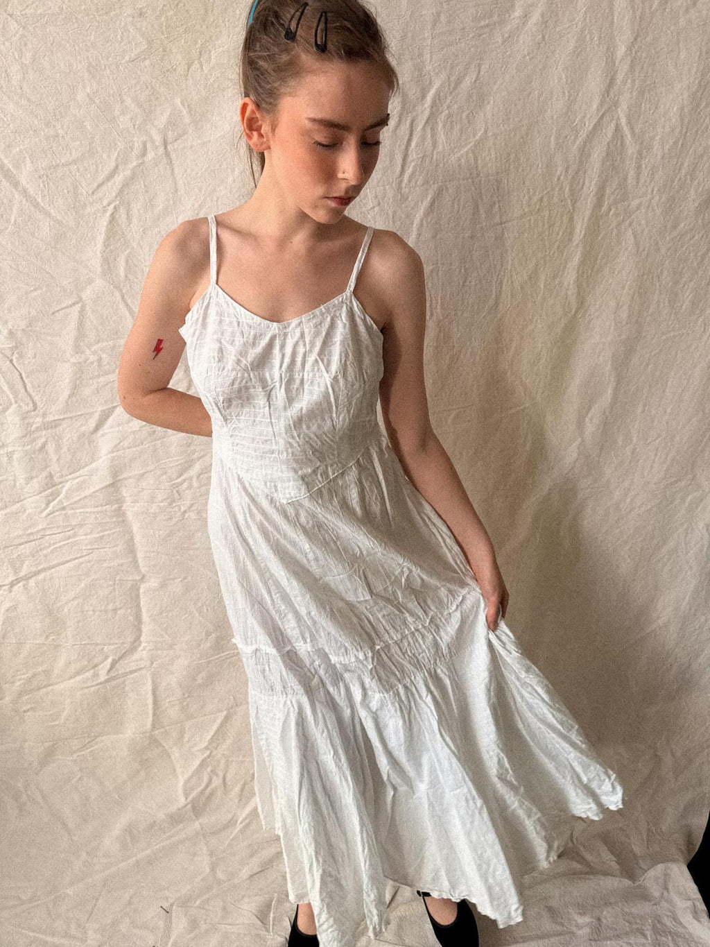 Edwardian / Early 1910s French Cotton Petticoat Dress / Underslip