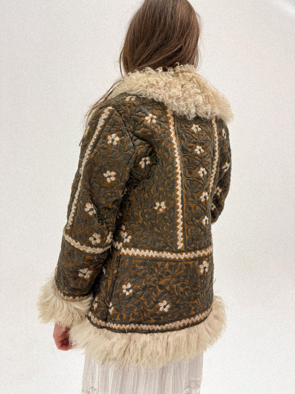1970s Embroidered Leather &amp; Lambswool Jacket – Afghan Folkloric Crossover