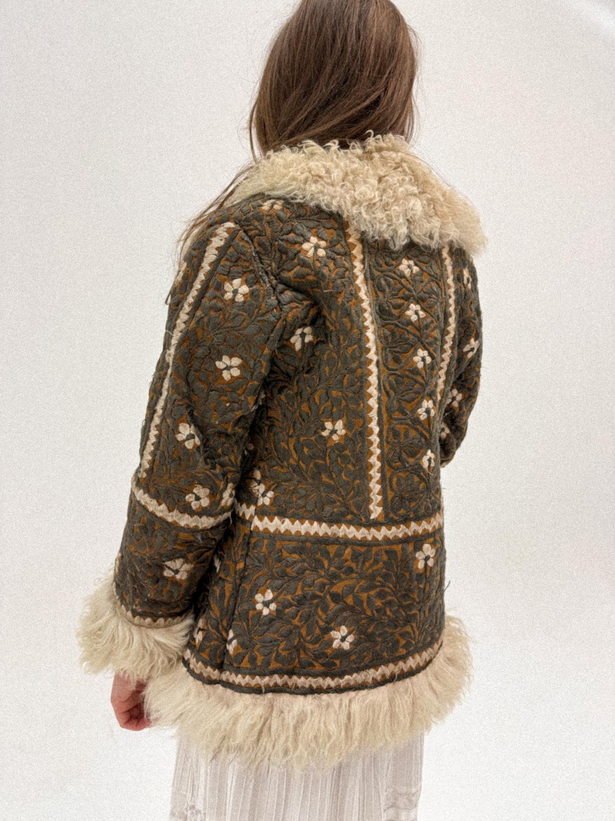 1970s Embroidered Leather &amp; Lambswool Jacket – Afghan Folkloric Crossover