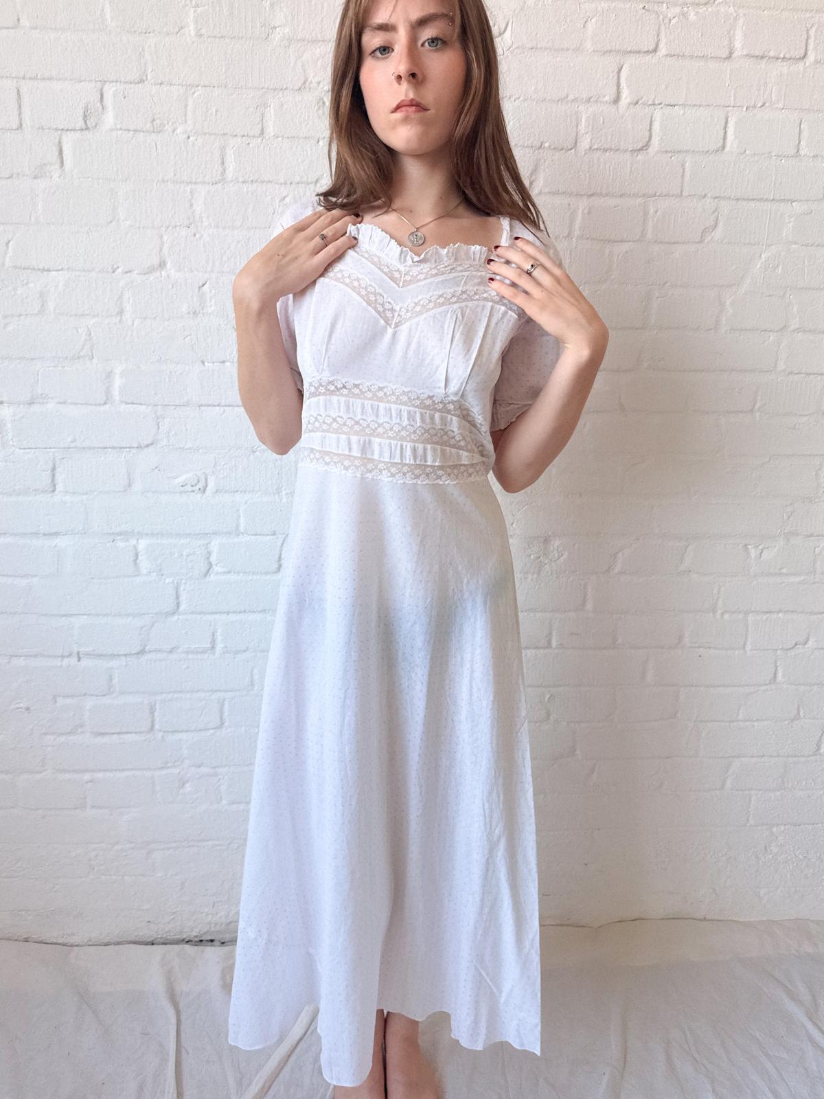 1930s Bias-Cut Cotton Dress /Nightgown