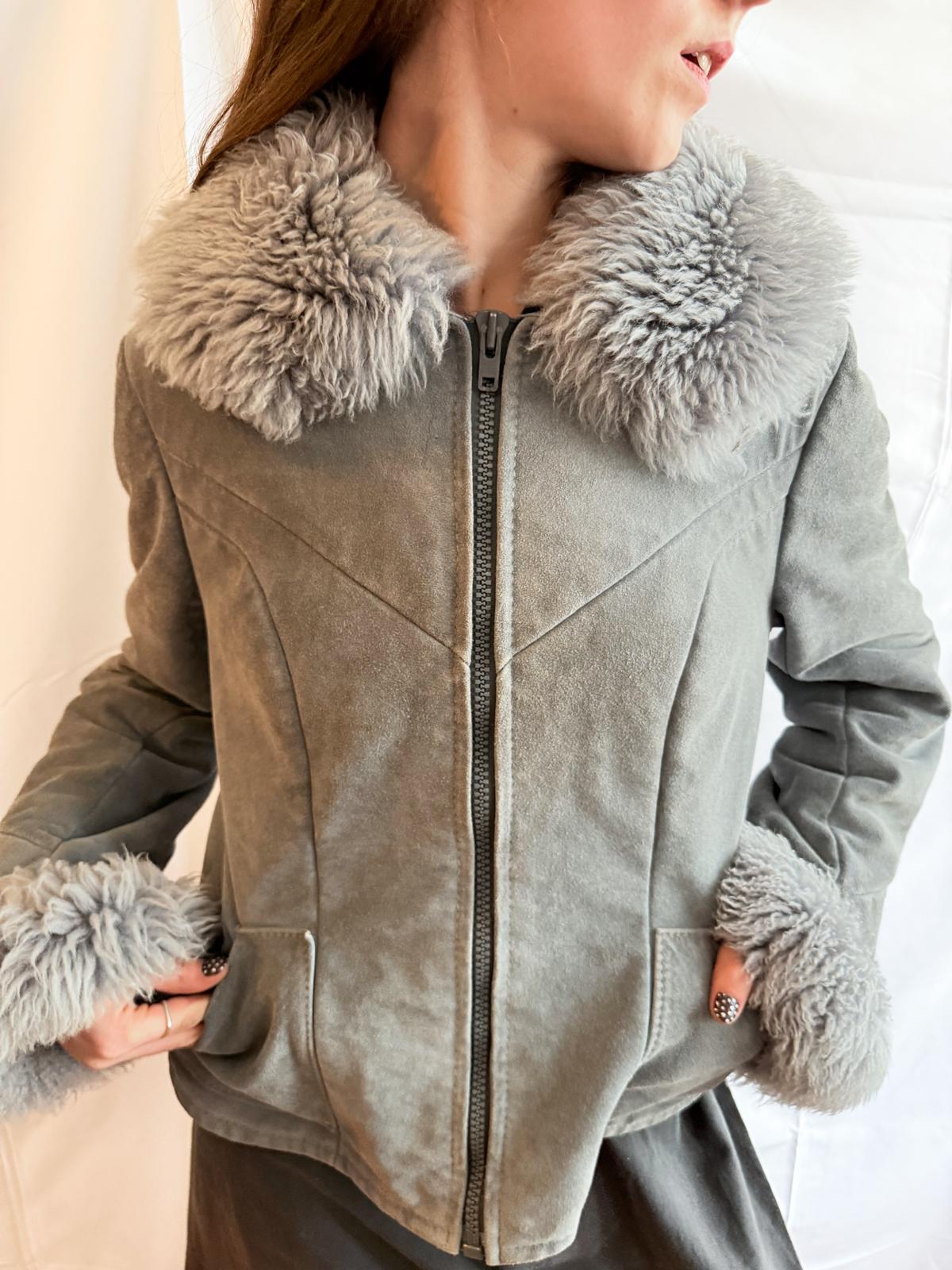 1970s Dove Blue Suede Jacket with Toscana Fur