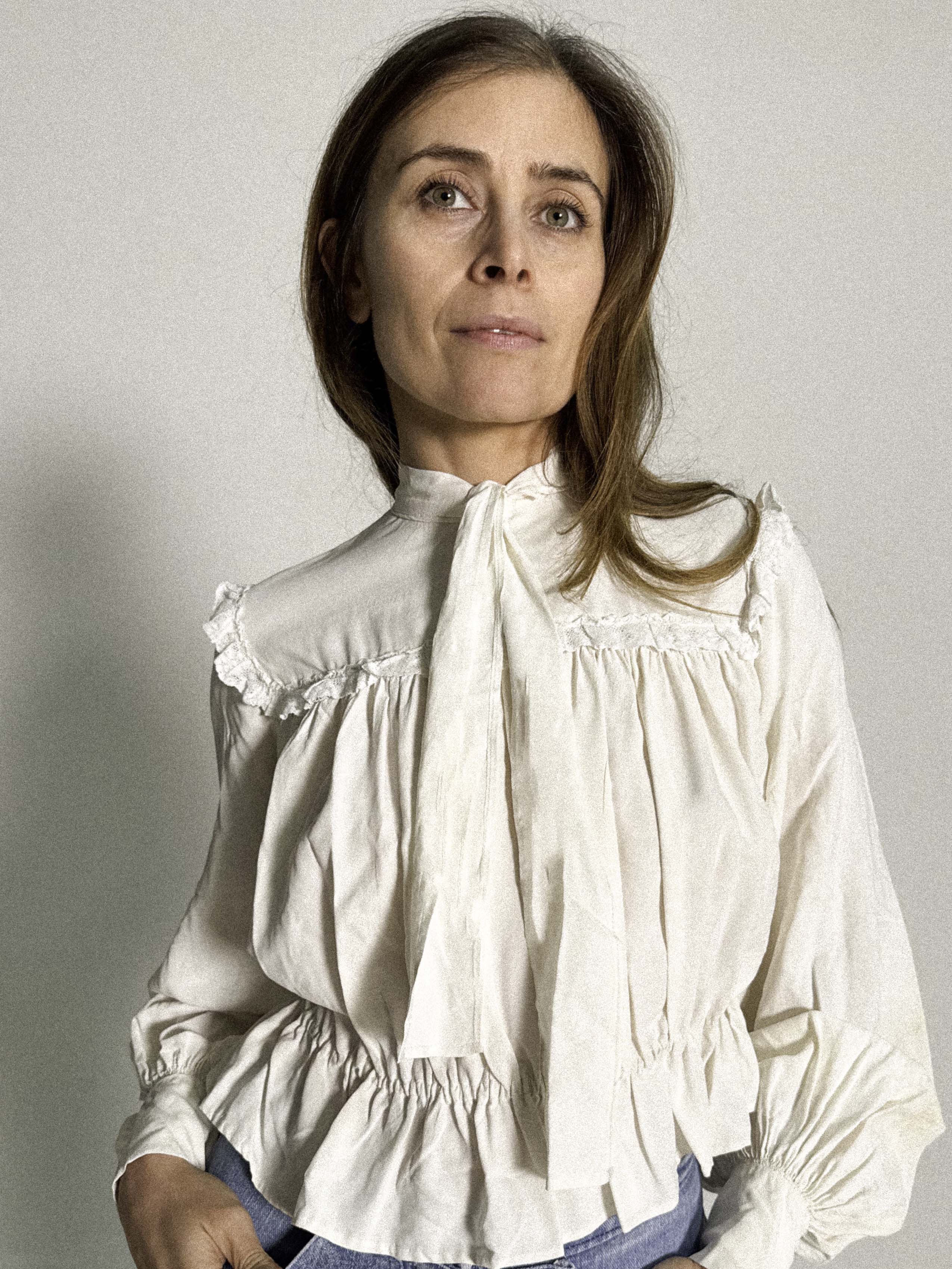 1930s Silk Blouse with Tie Neck and Softly Gathered Silhouette