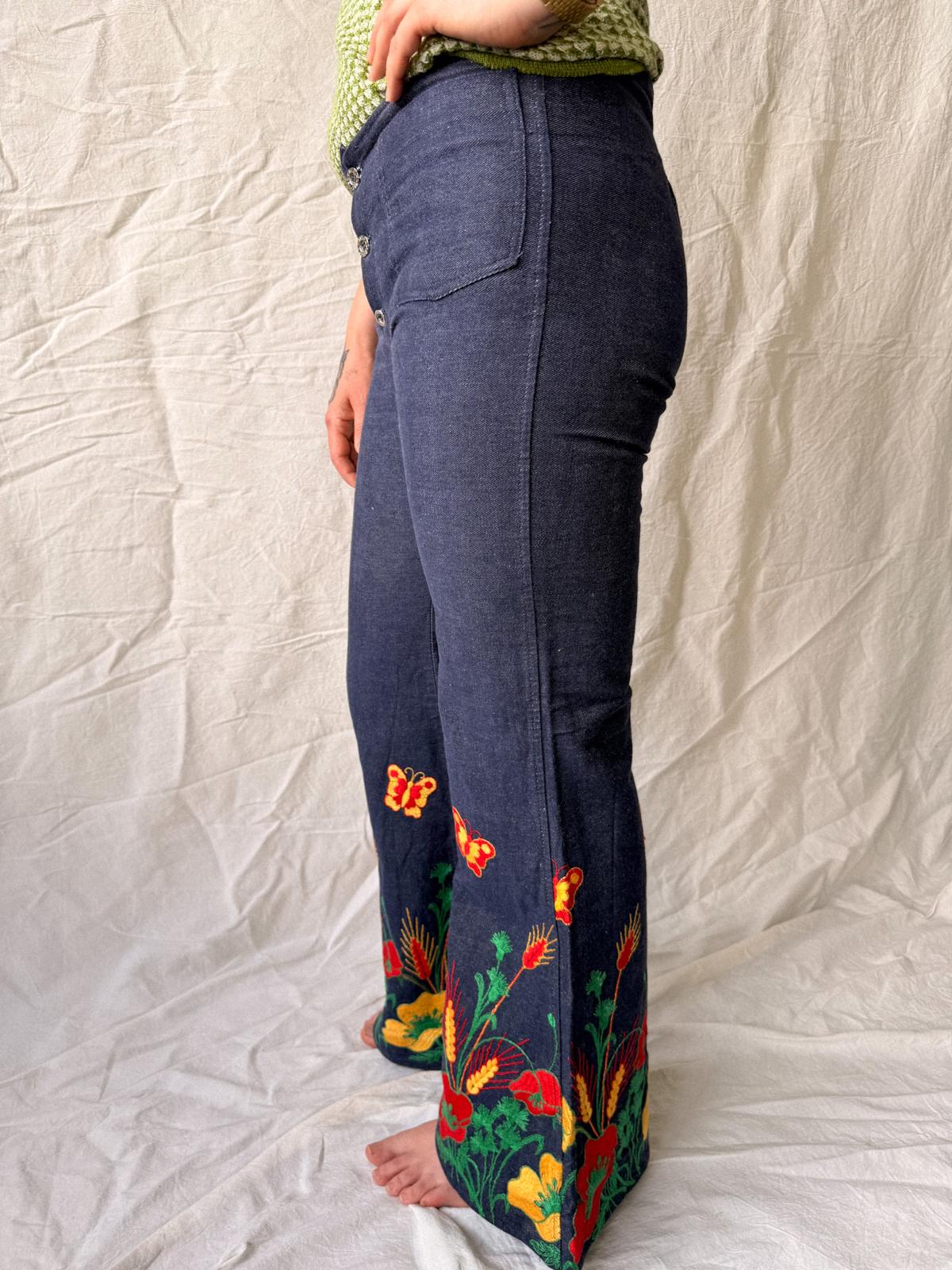 Late 1960s/ early 1970s Fiorucci Embroidered Flare Jeans