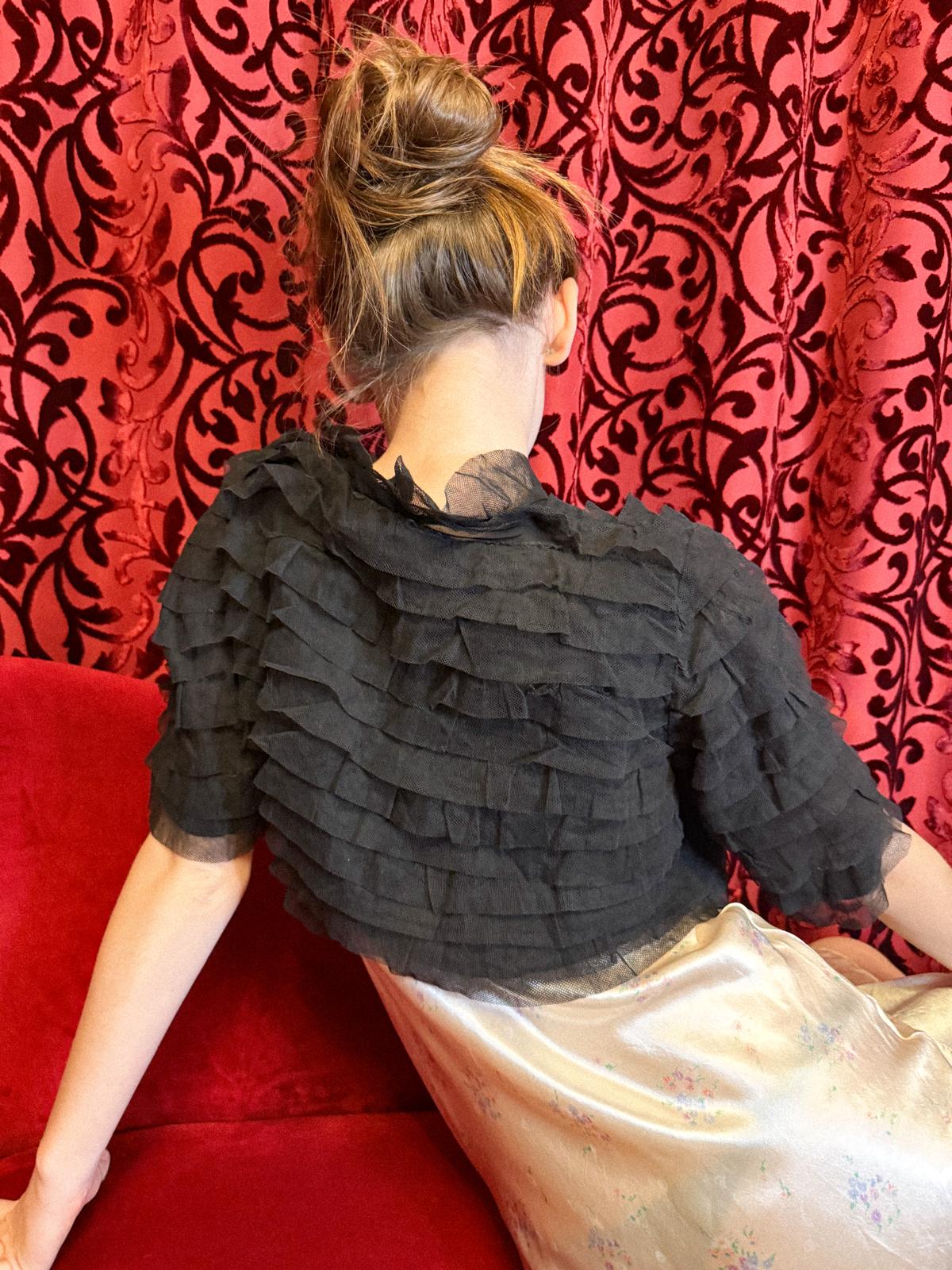 1930s Black Tulle Ruffle Bolero