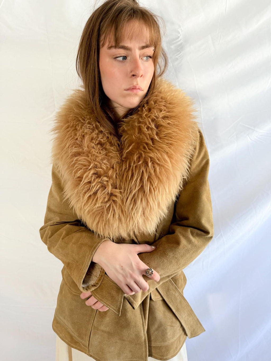 Penny Lane Jacke aus den 70ern mit Kunstfellkragen