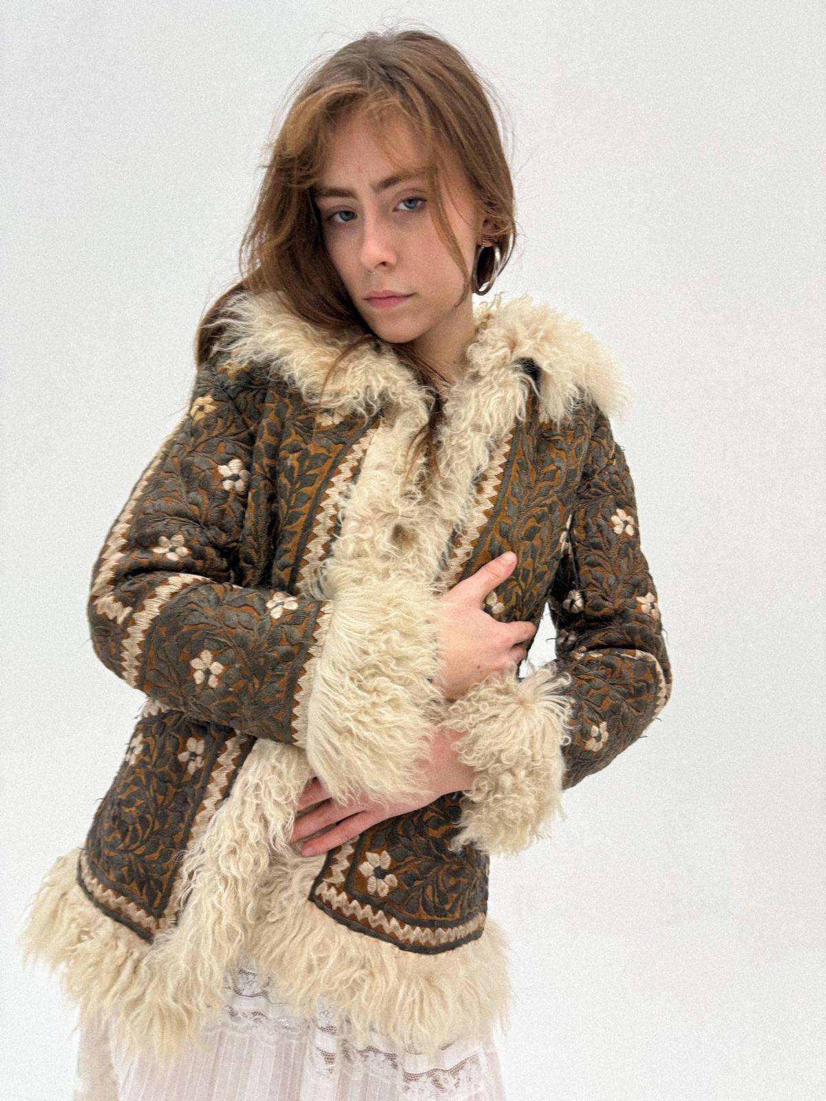 1970s Embroidered Leather &amp; Lambswool Jacket – Afghan Folkloric Crossover