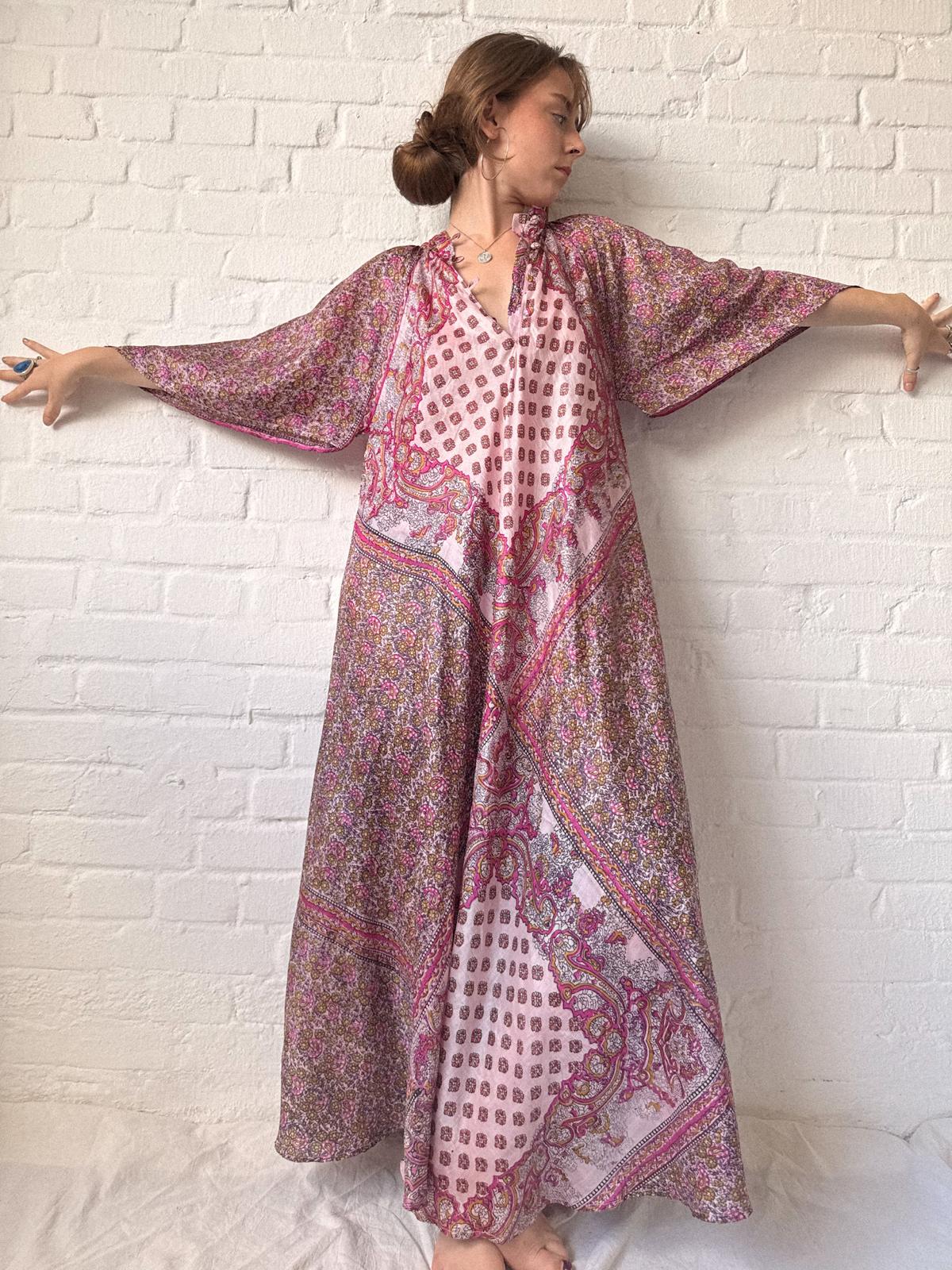 1970s Zodiac Deadstock Pure Silk Patchwork Cafta