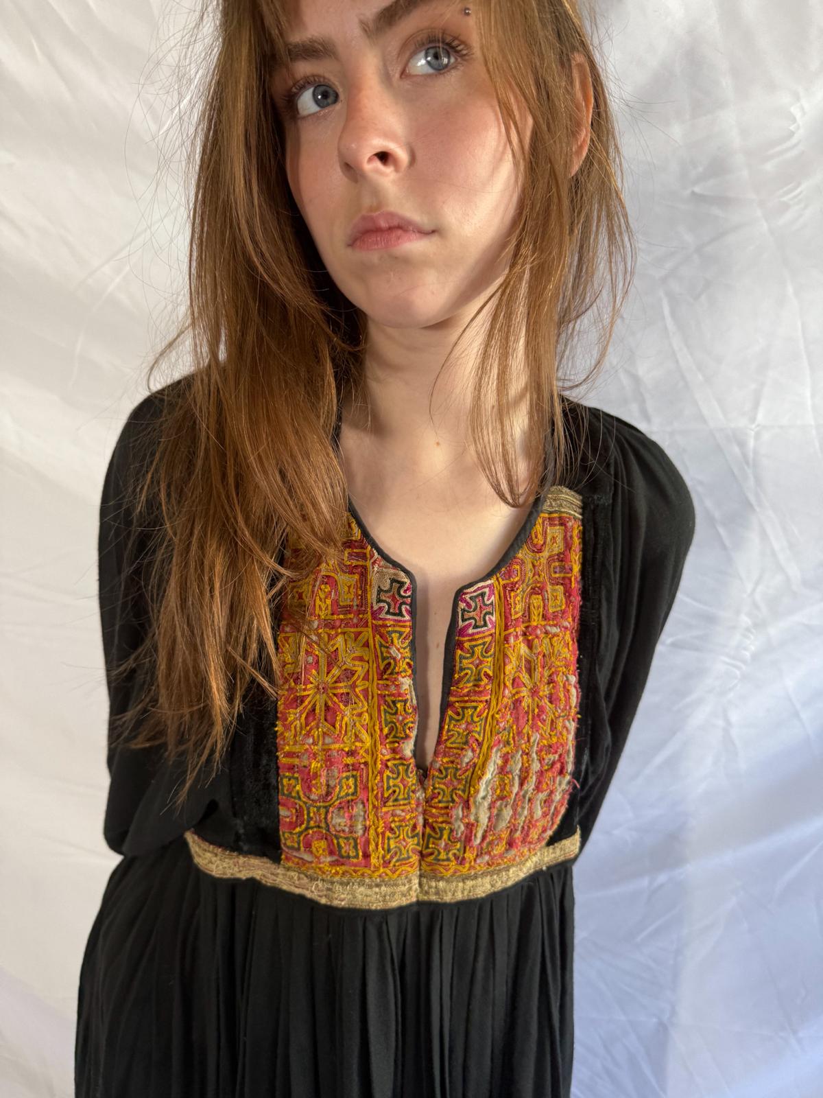 1970s Afghan Dress with Antique Textile Features
