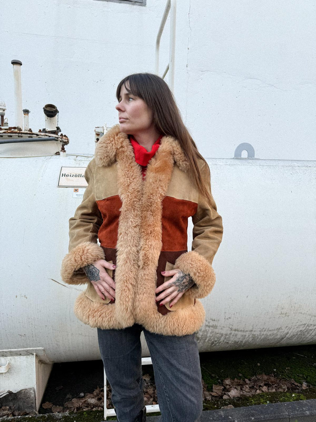 Rare 1970s Penny Lane Sheepskin Coat – Three-Colour Suede with Plush Shearling Trim