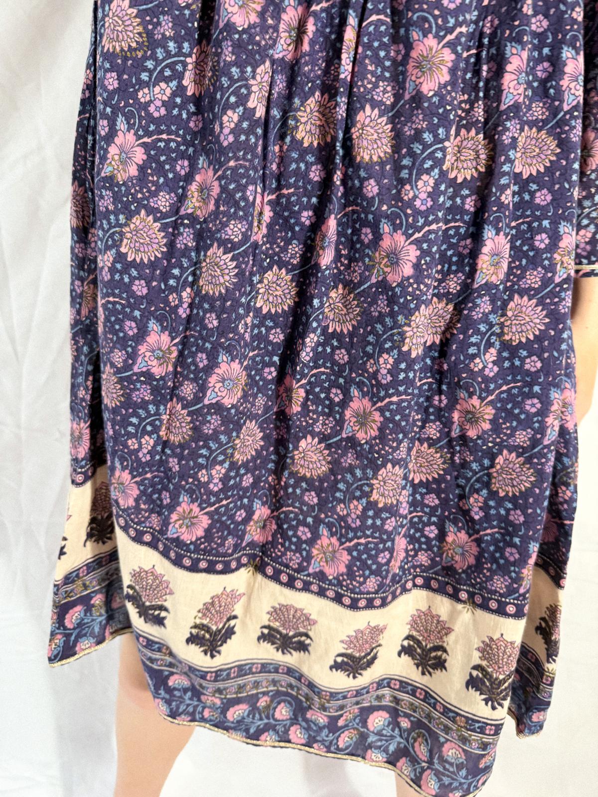 1970s Blockprint Cotton Dress