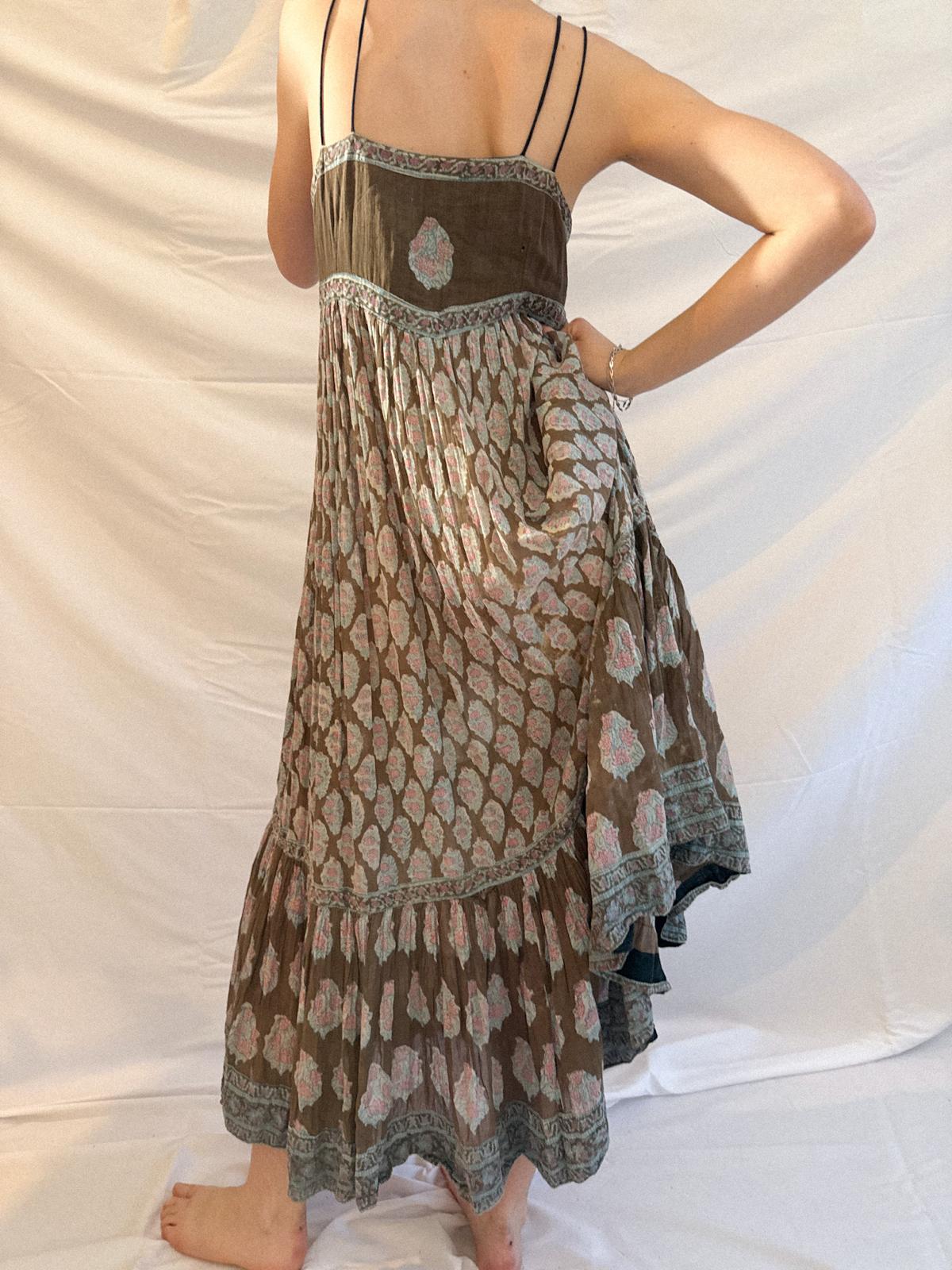 1970er Indianisches Baumwoll-Gaze-Trägerkleid