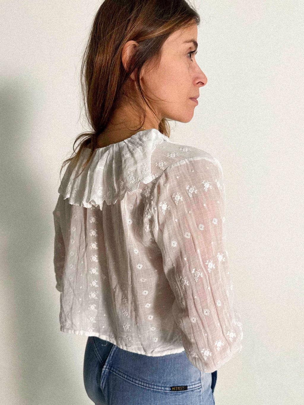 Bluse aus Baumwollgaze im späten Edwardianischen Stil