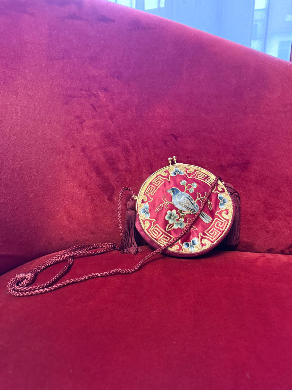 Vintage 1970s Silk Bag with Embroidery