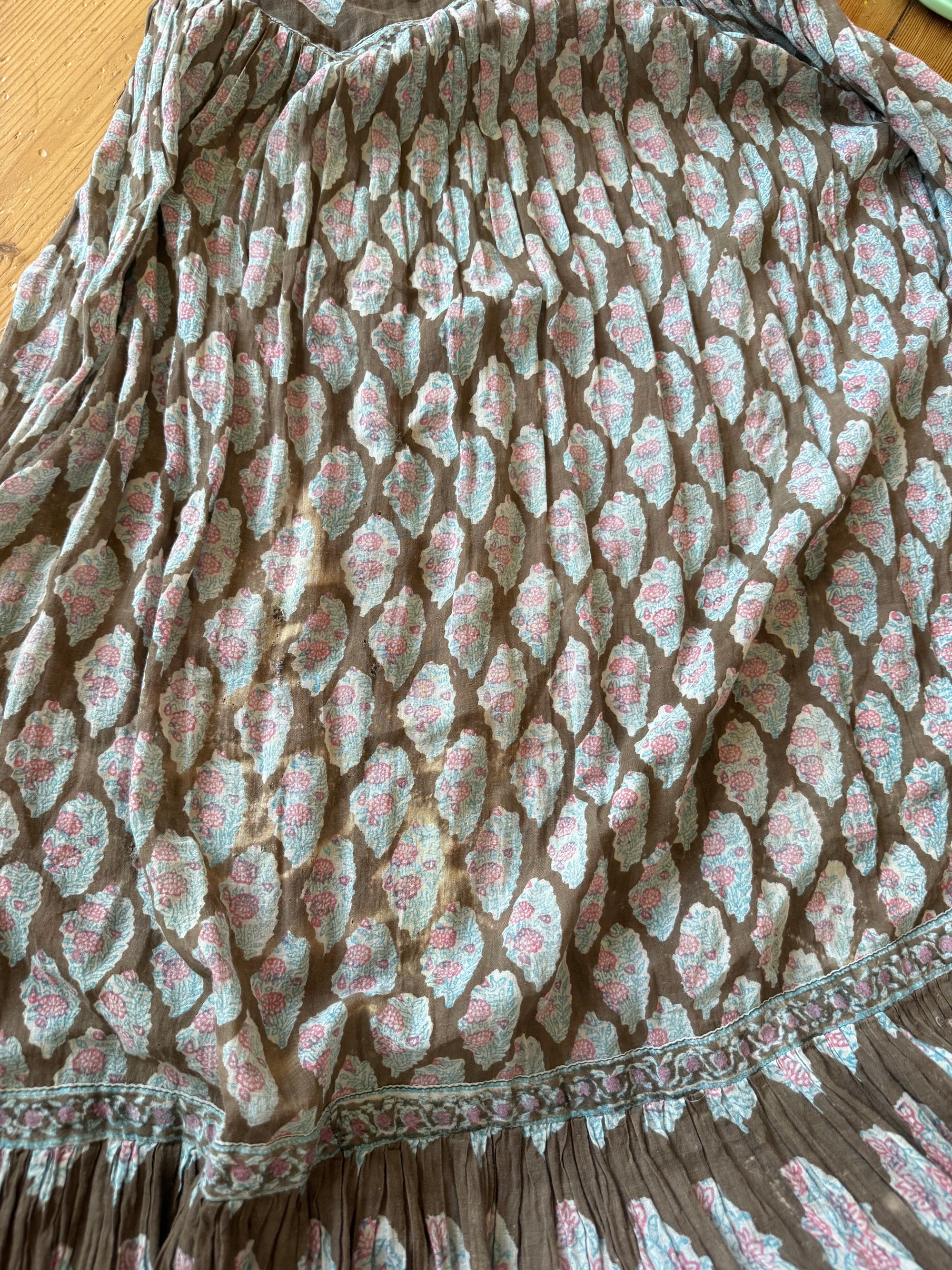 1970er Indianisches Baumwoll-Gaze-Trägerkleid