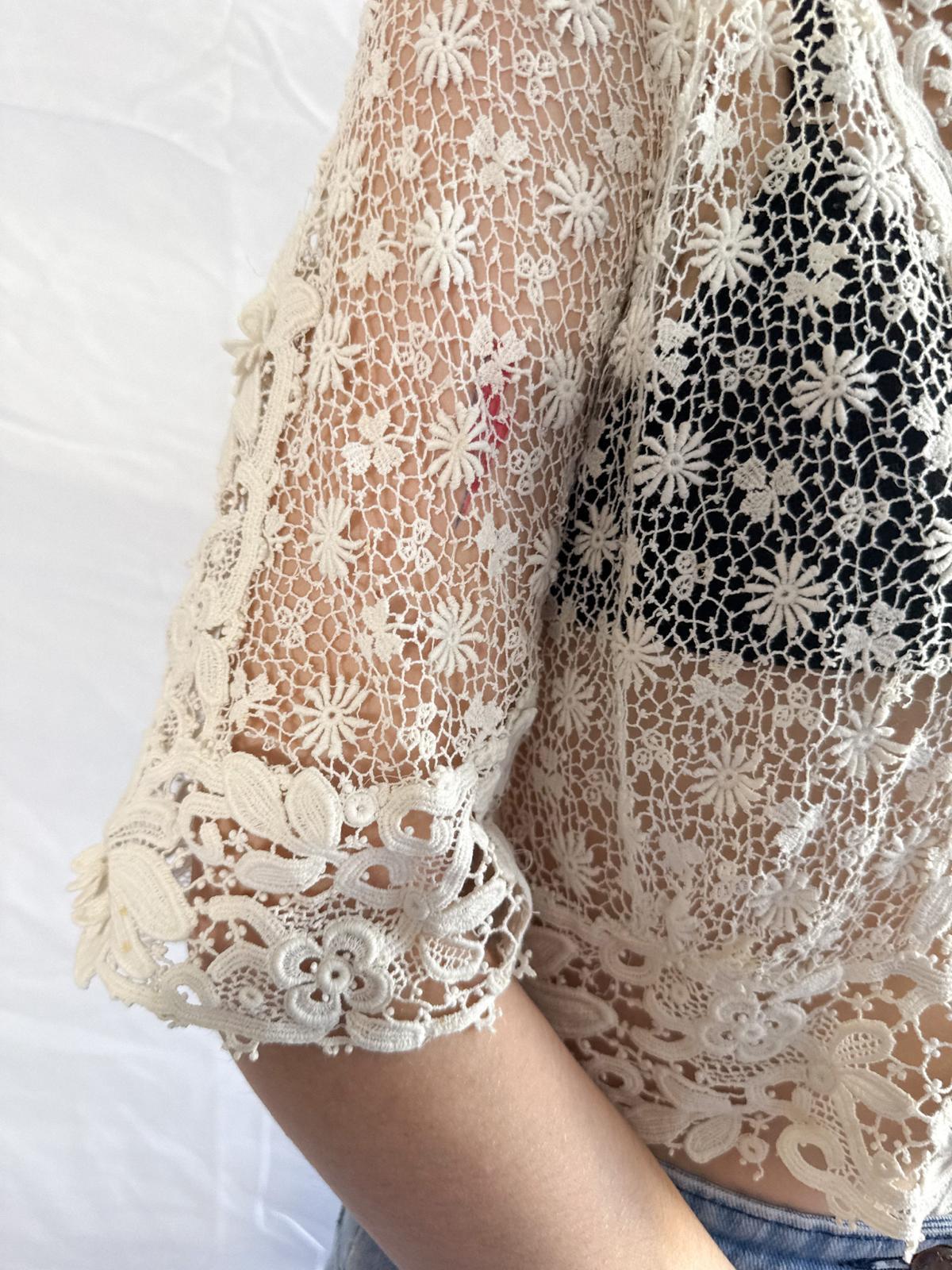 Antique Edwardian Irish Lace Bodice Blouse