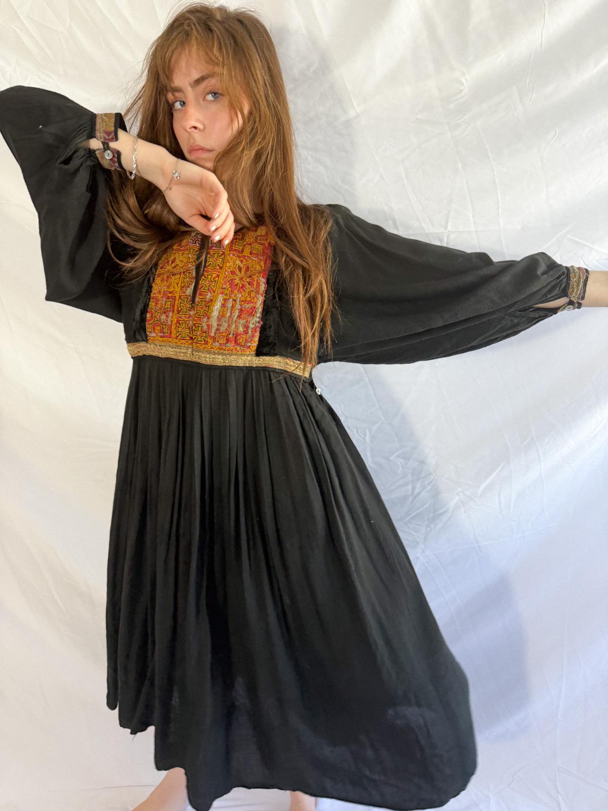 1970s Afghan Dress with Antique Textile Features