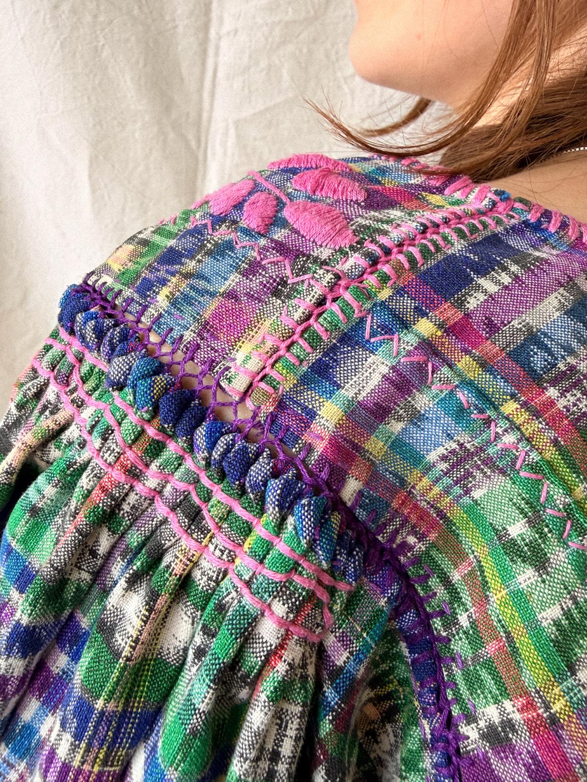 1970s Guatemalan Handwoven Huipil Jacket Blouse