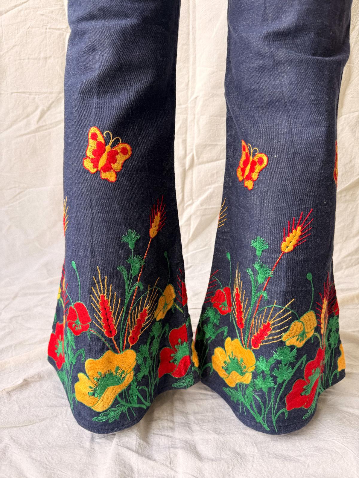 Late 1960s/ early 1970s Fiorucci Embroidered Flare Jeans