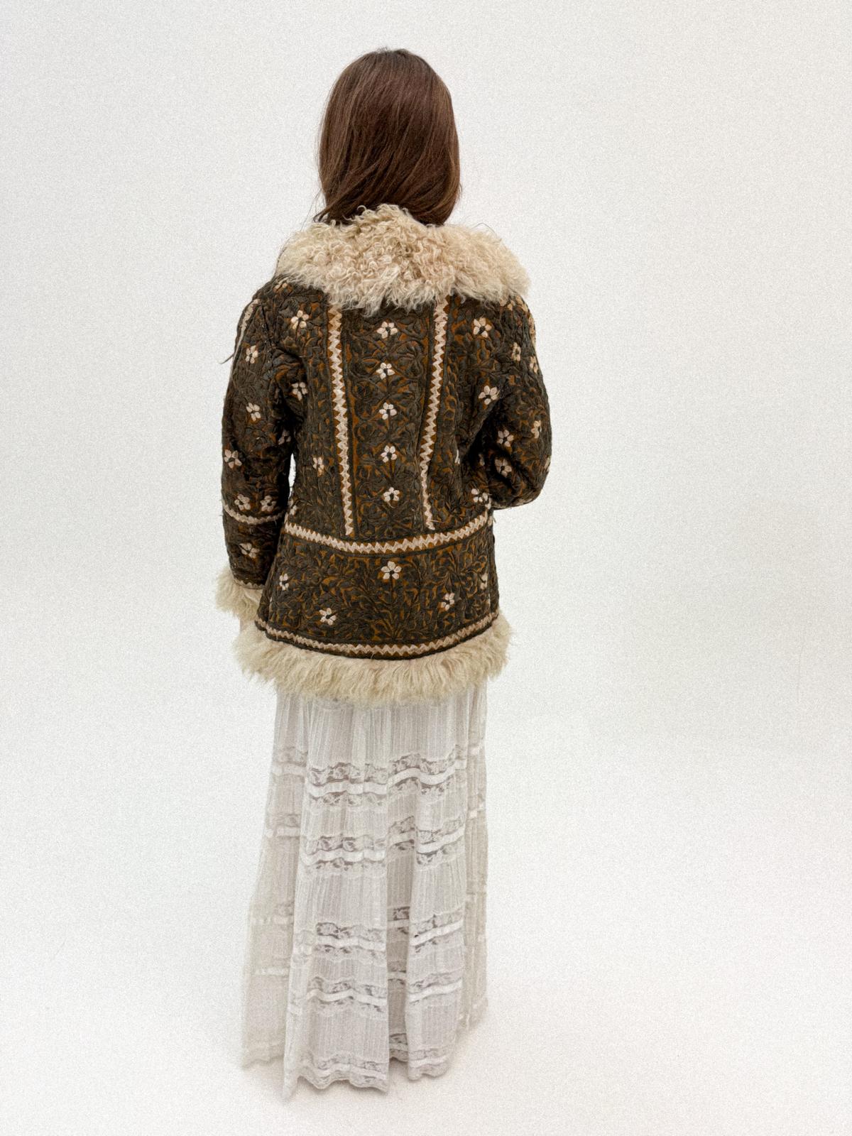 1970s Embroidered Leather &amp; Lambswool Jacket – Afghan Folkloric Crossover