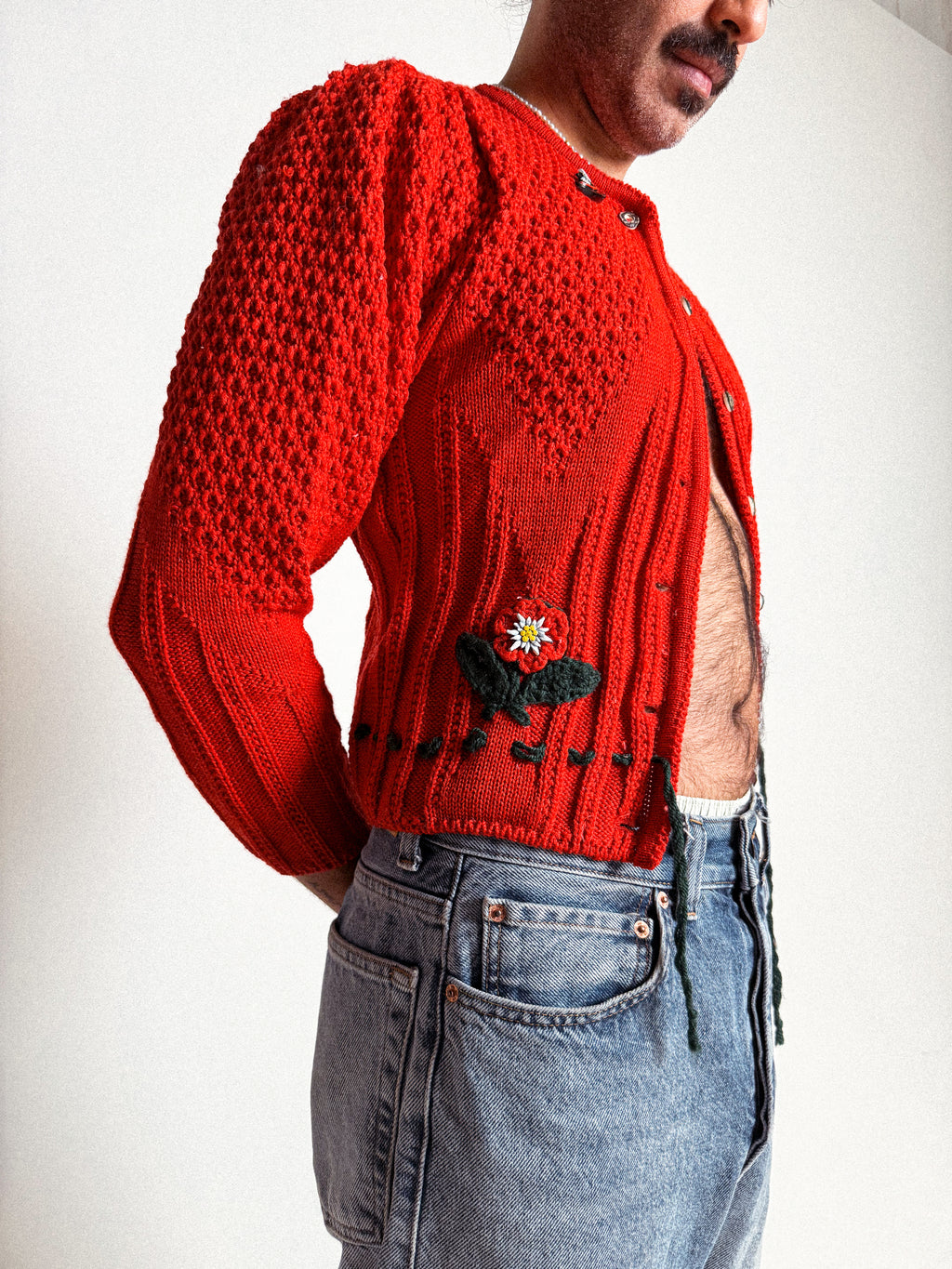 Vintage 1970s Wool Folk Cardigan