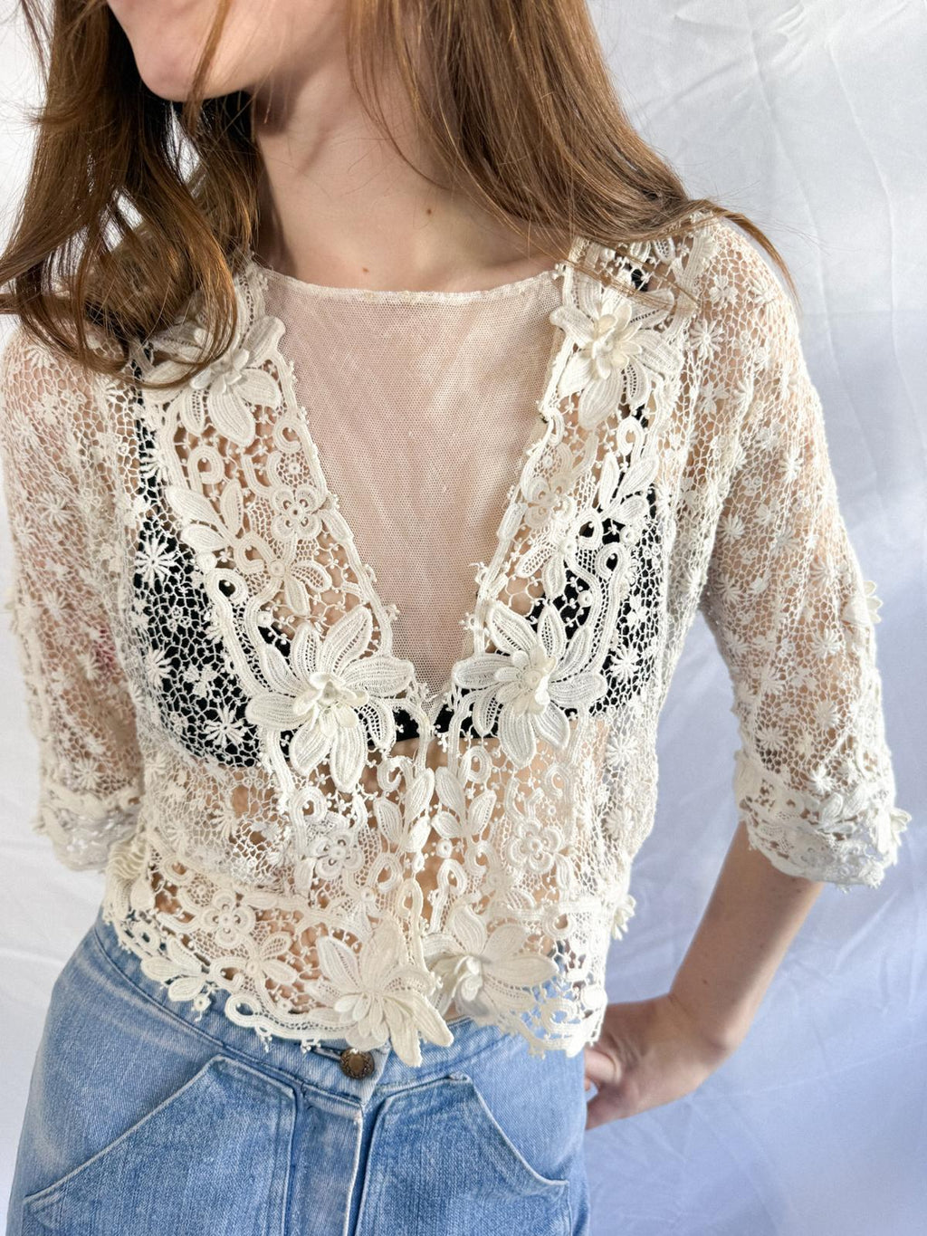 Antique Edwardian Irish Lace Bodice Blouse