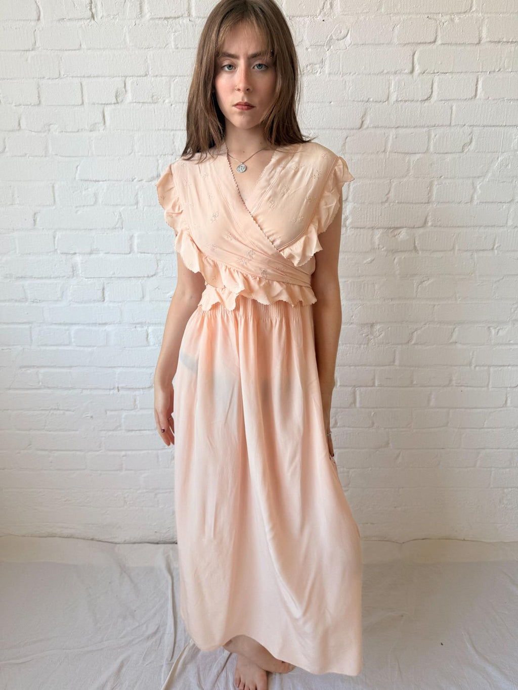 1930s Silk Tie-Up Nightgown