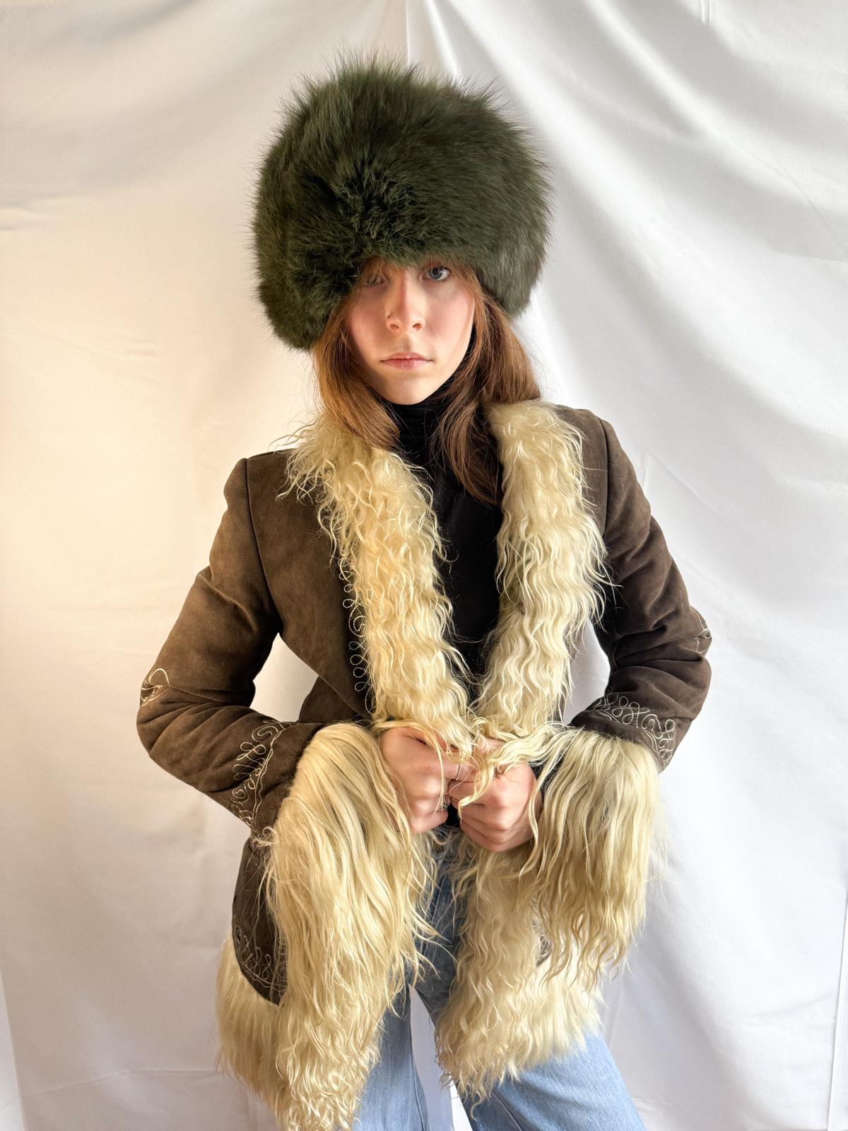 1970s Afghan Shearling Jacket with Long Yak Trim – Dark Chocolate Brown