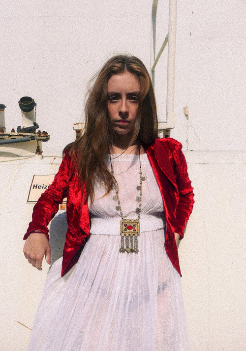 1930s Crimson Silk Velvet Jacket