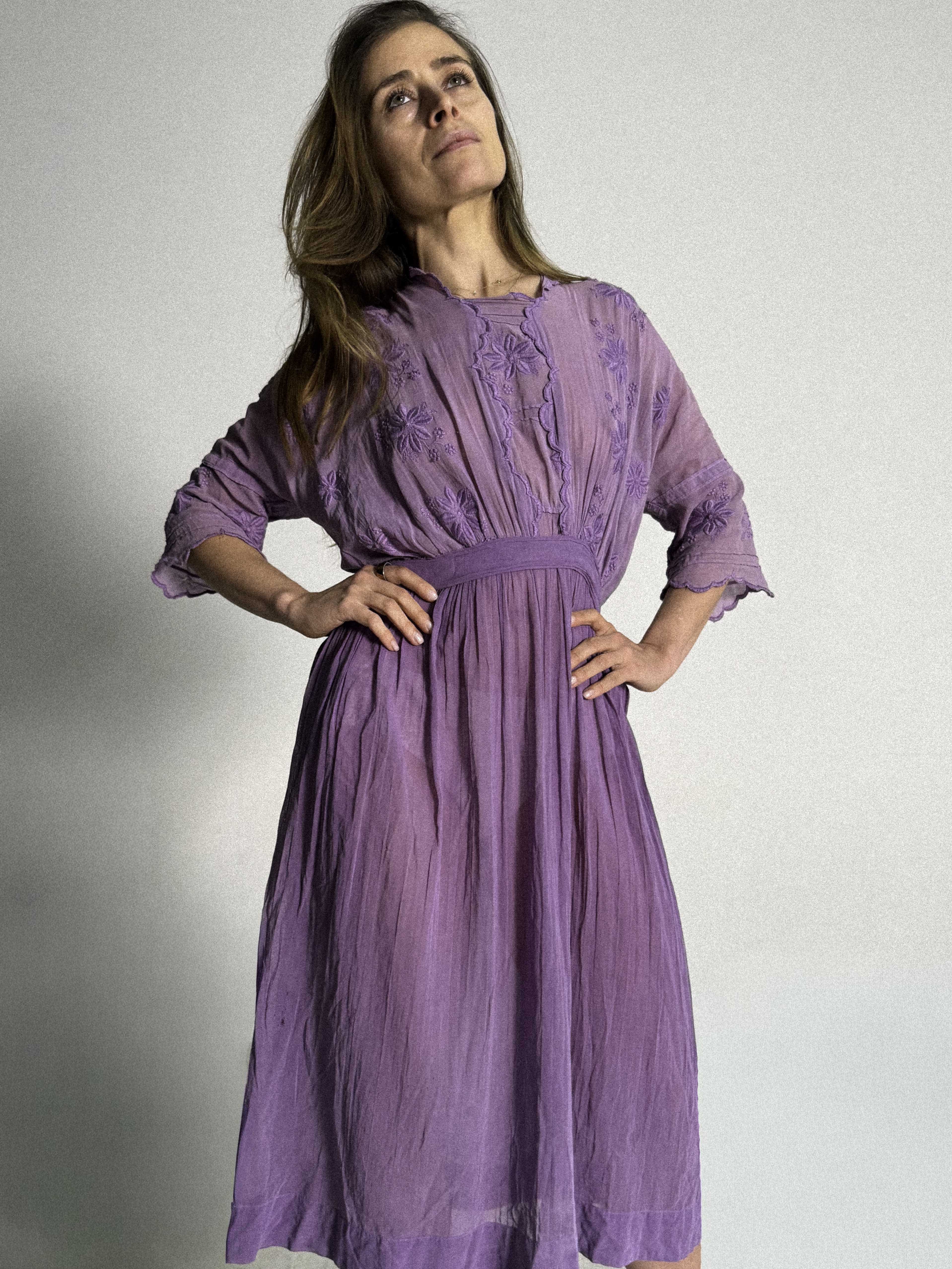 Original Edwardian Dress Dyed Purple in the 1970s