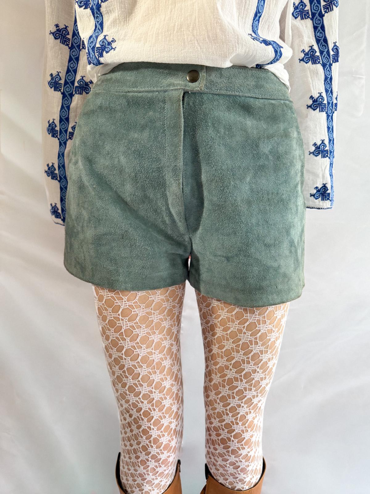 1970s Baby Blue Suede Hotpants