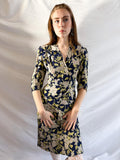 1940s Silky Cold Rayon Floral Teadress with Peplum