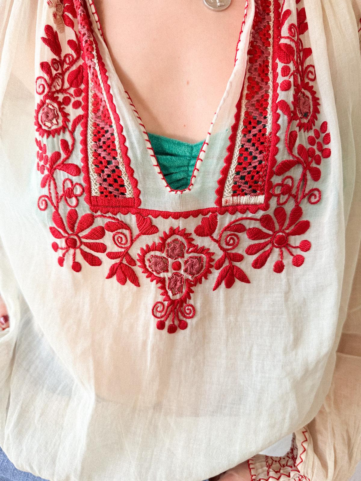 Vintage Romanian Folk Blouse in Fine Cotton Gauze | c. 1915–1930