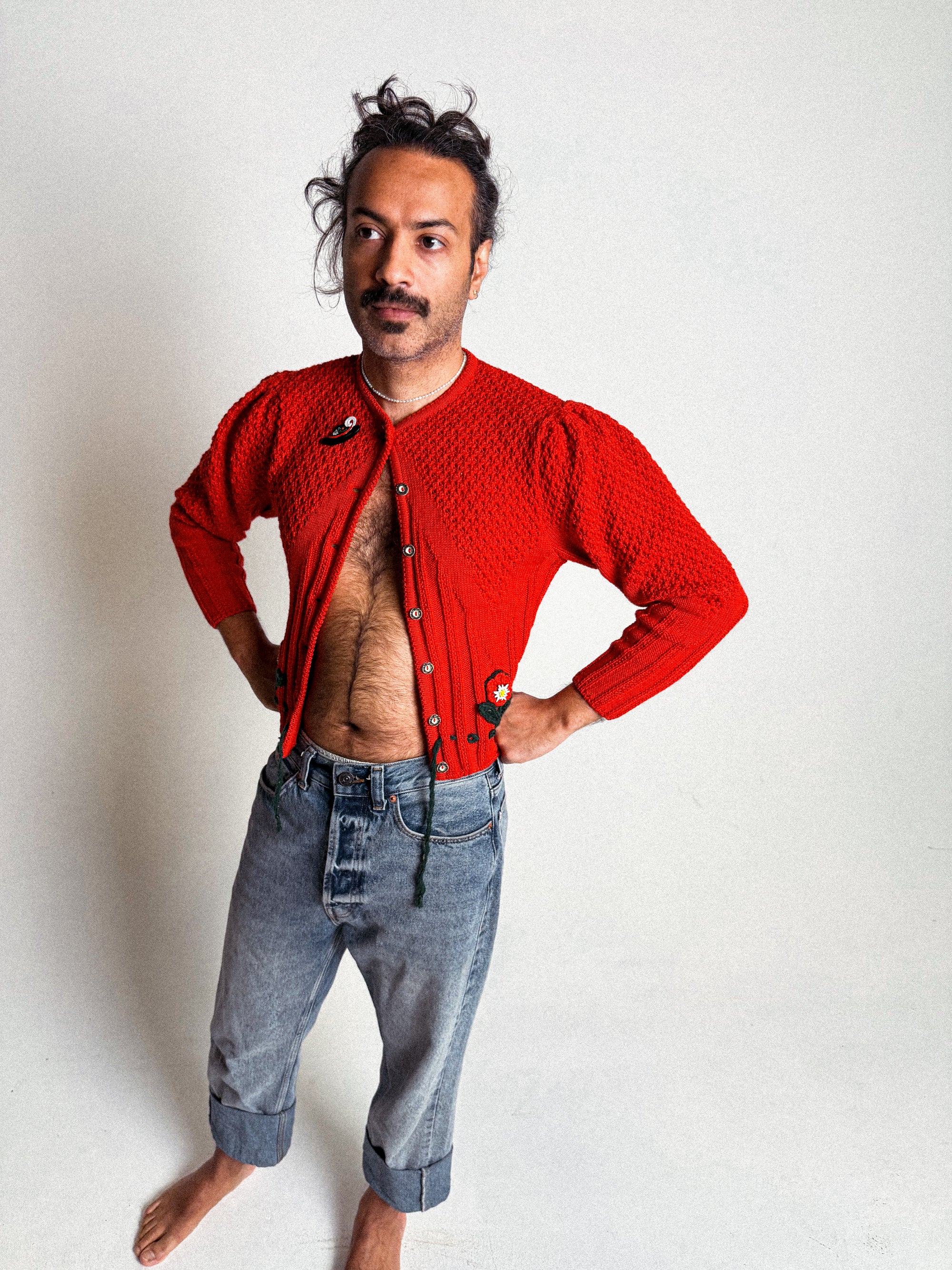 Vintage 1970s Wool Folk Cardigan