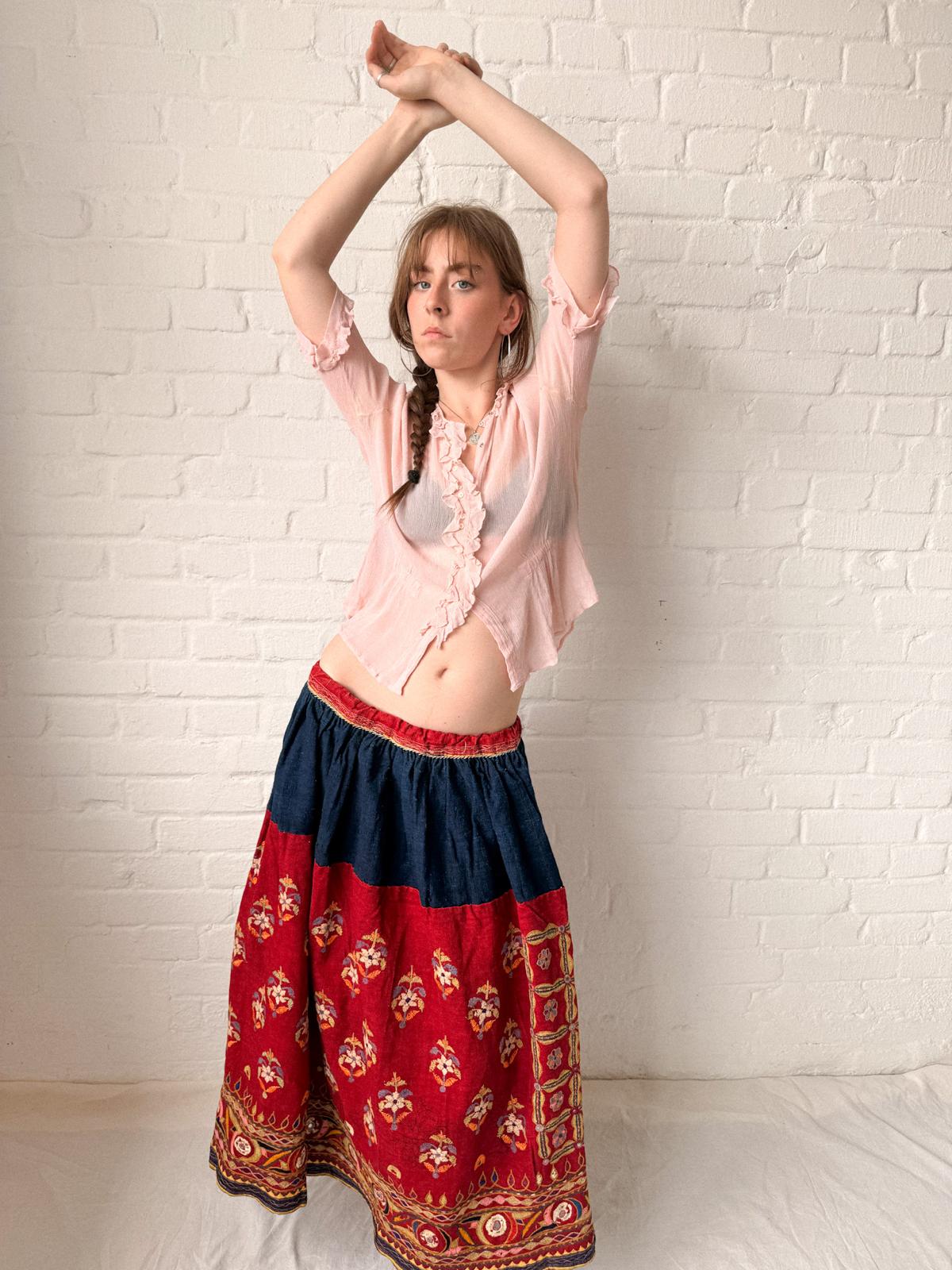 1960s Gujarati Embroidered Folk Skirt