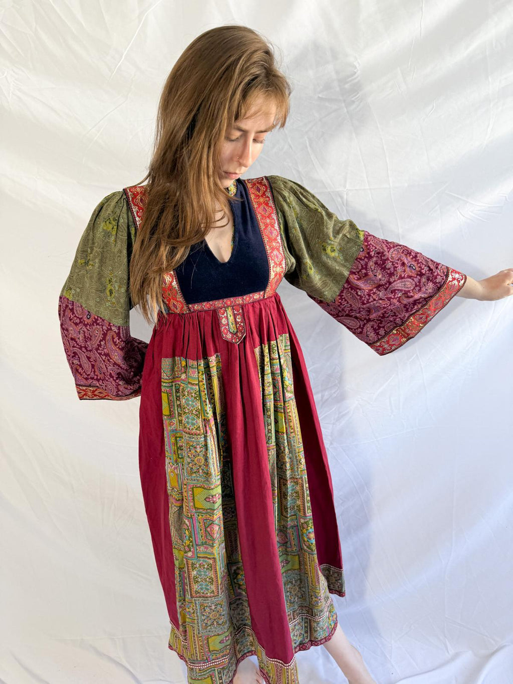 1970s Afghan Style Patchwork Dress