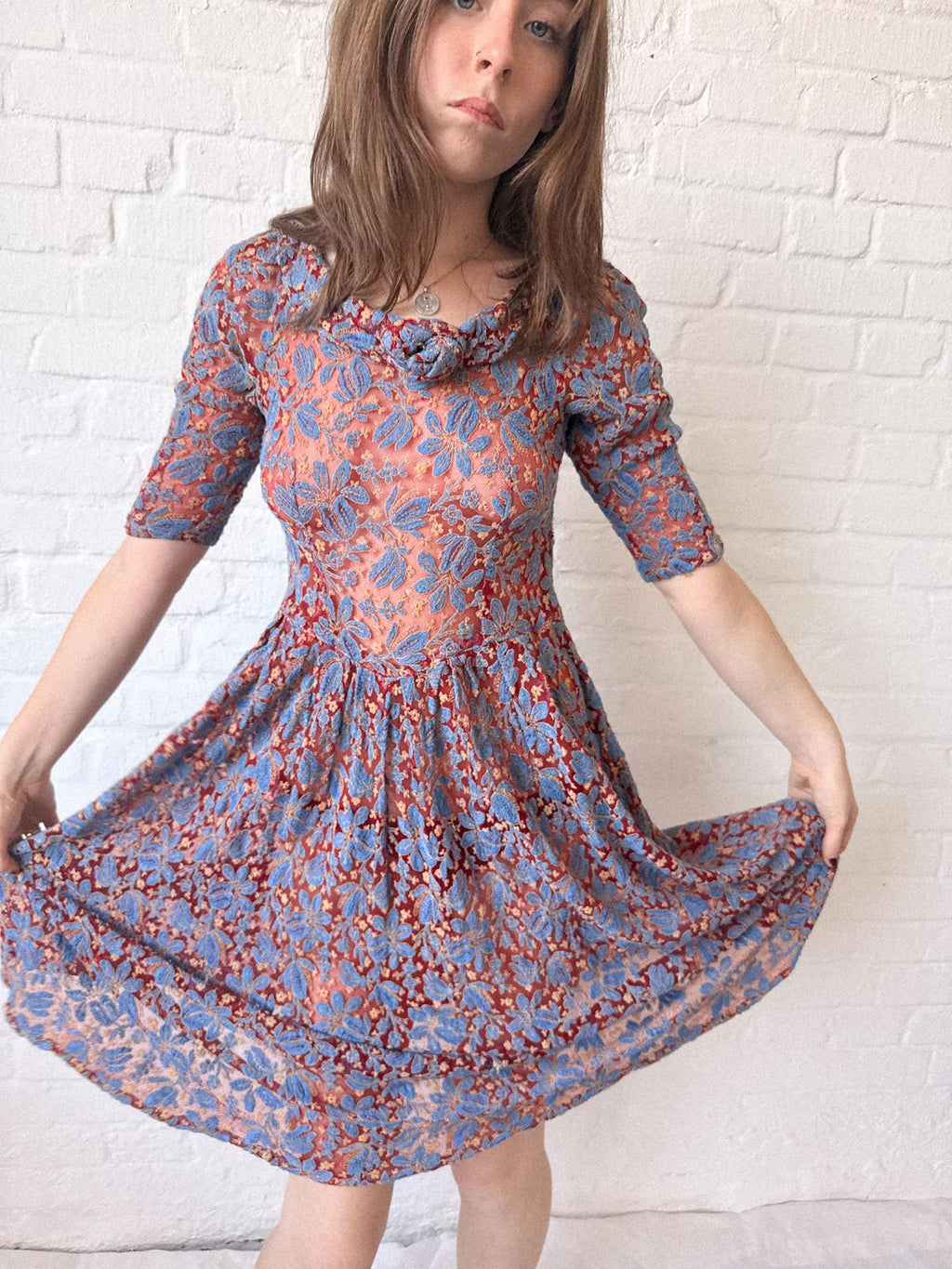 1930s Mesh and Embroidery Dress
