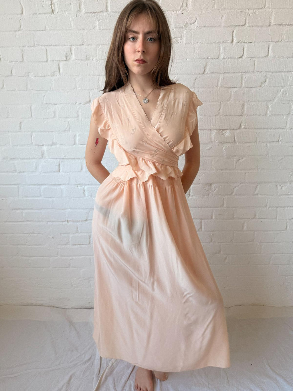 1930s Silk Tie-Up Nightgown