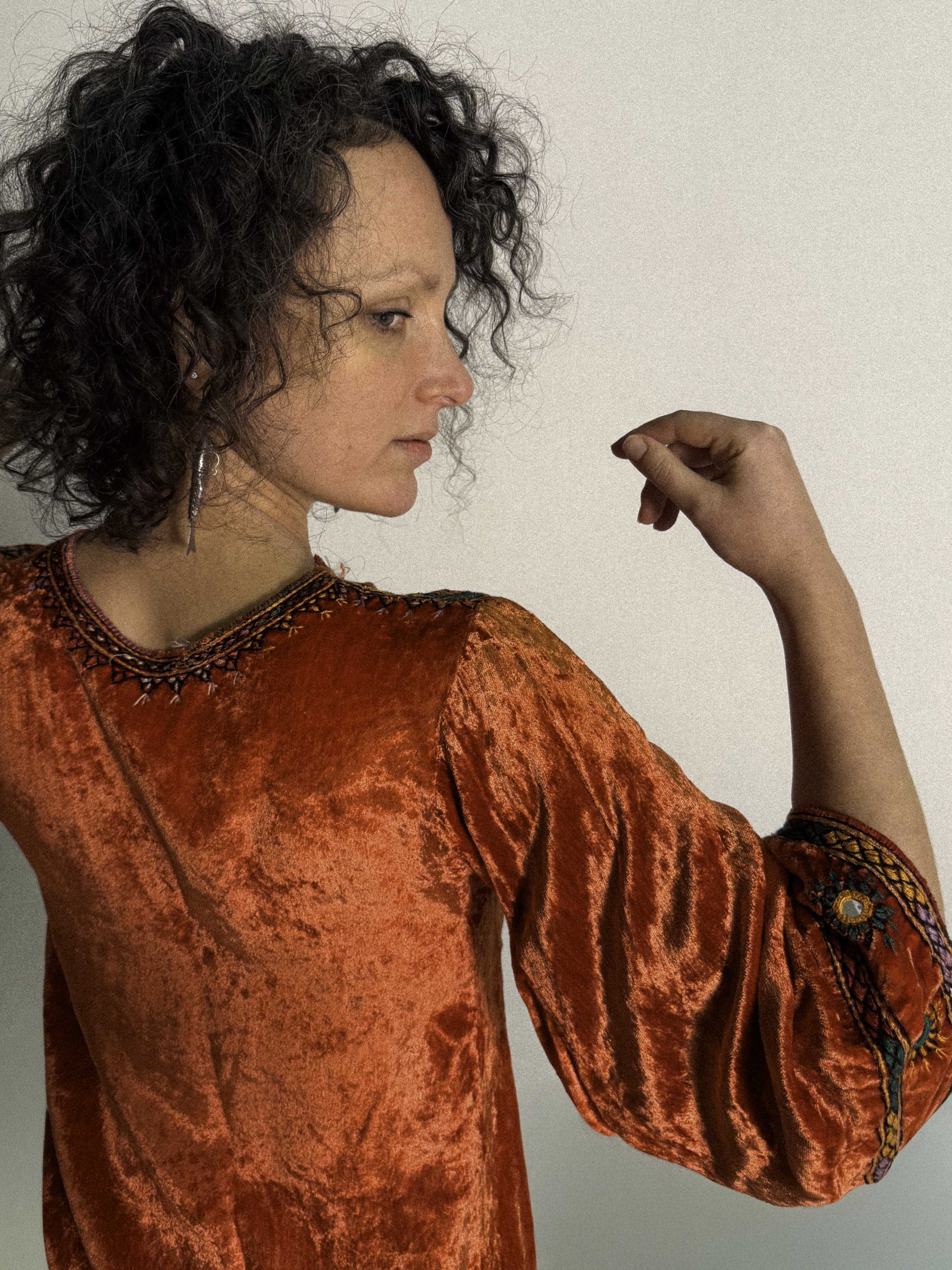 1960s-70s Velvet Afghan Baluchi Tunic Top