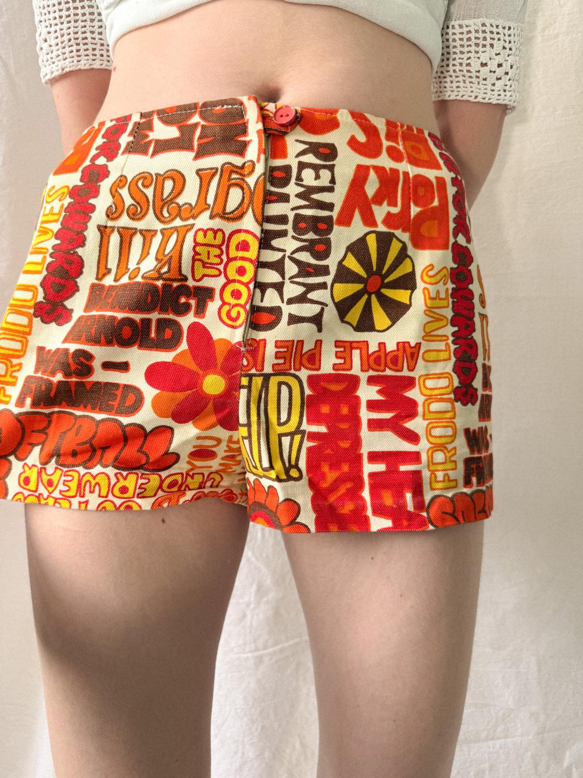 Vintage 1960s Psychedelic Pop Art Hot Pants