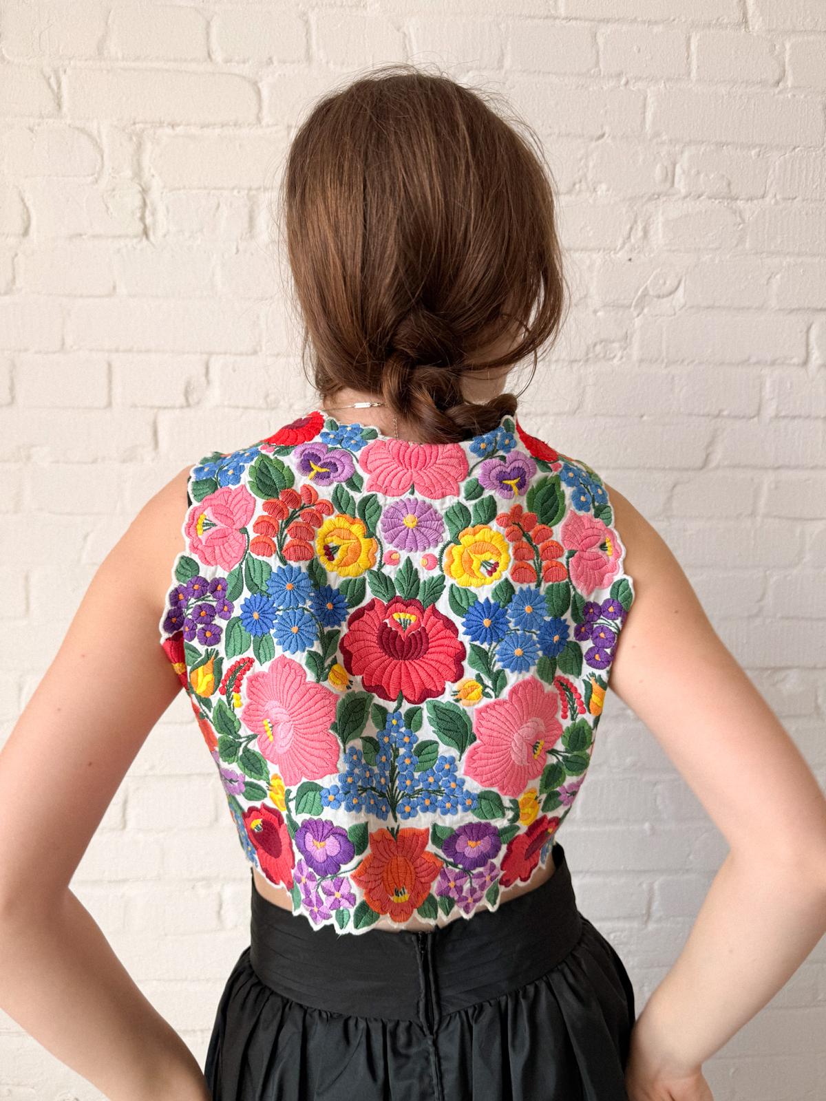 Hungarian Kalocsa Embroidered Folk Vest | Early–Mid 20th Century