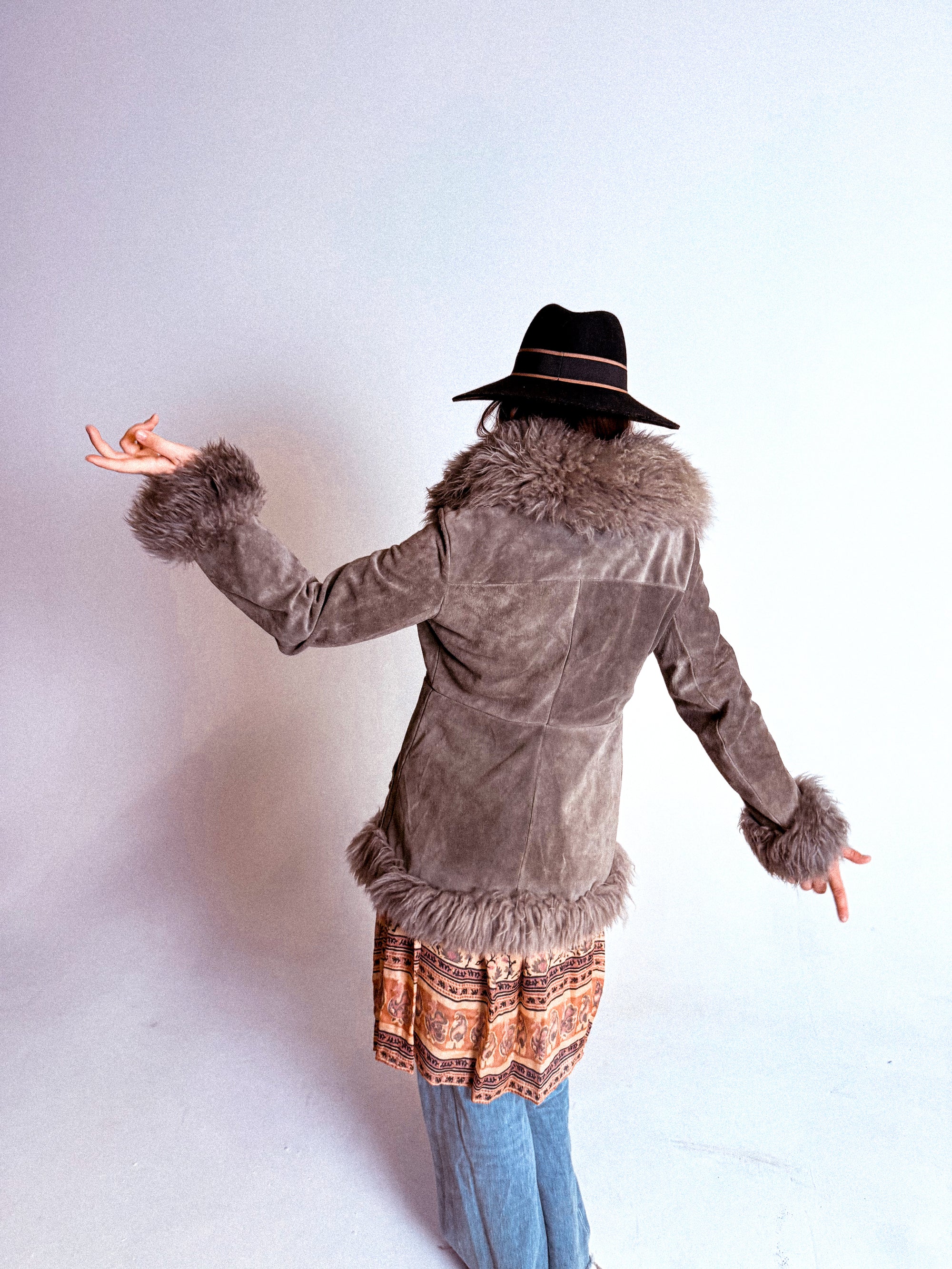 1970s Australian Sheepskin Grey Penny Lane Lammy Coat