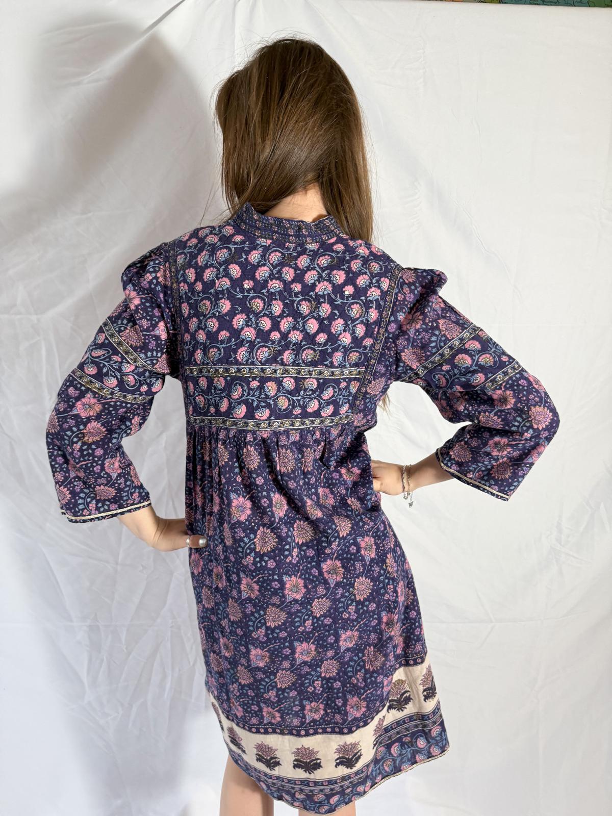 1970s Blockprint Cotton Dress