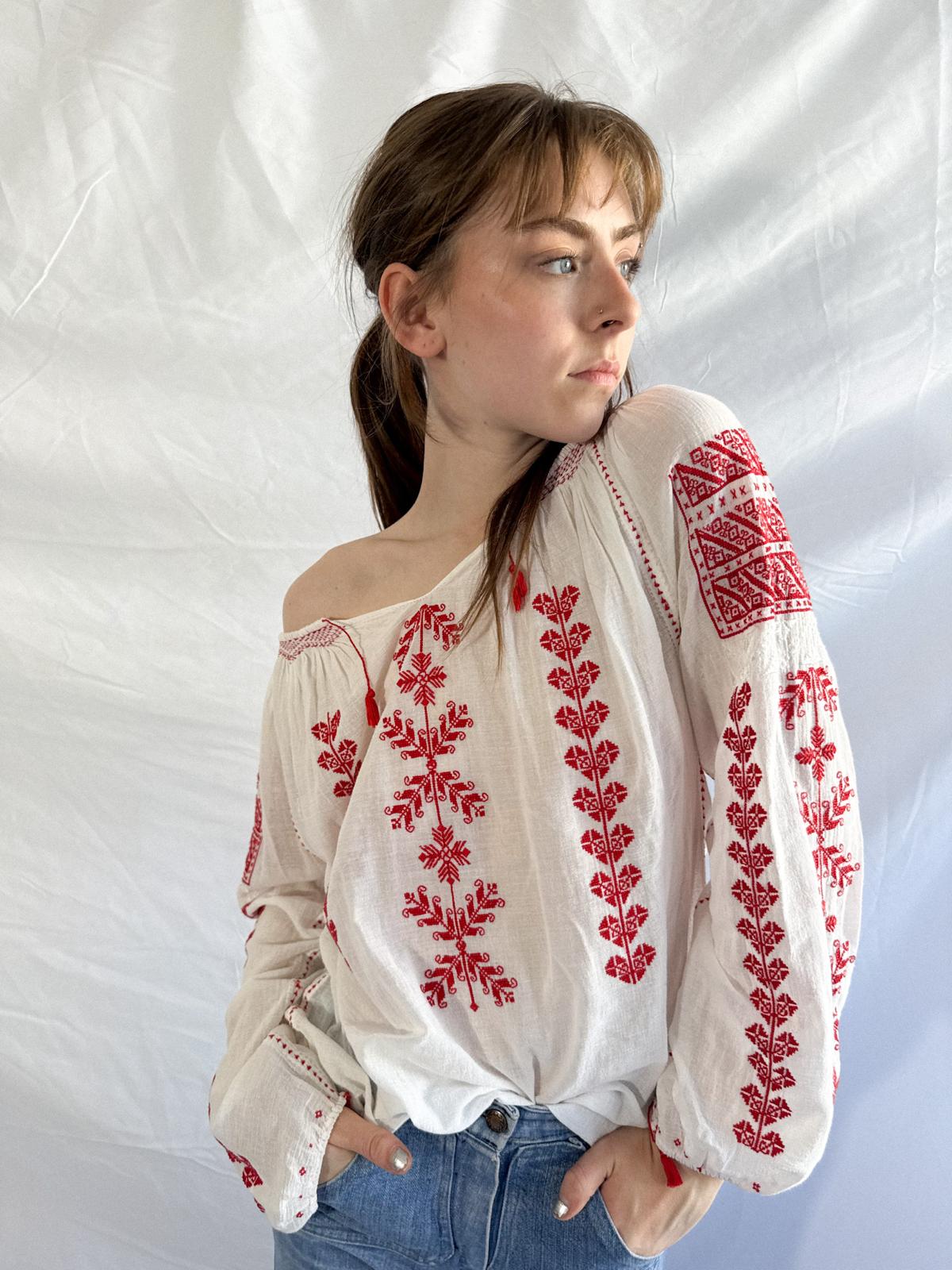 Mid century Eastern European Embroidered Blouse