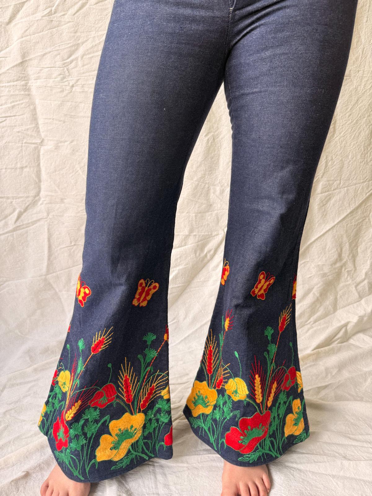 Late 1960s/ early 1970s Fiorucci Embroidered Flare Jeans