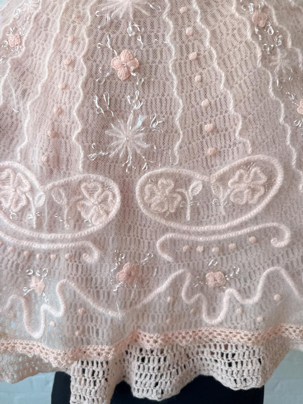 Edwardian to Early 1920s Angora & Tulle Bed Jacket / Capelet