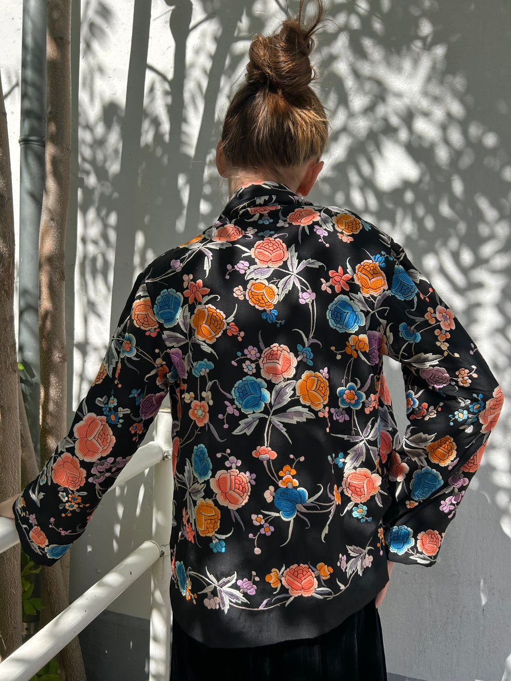 1920s Embroidered Silk Satin Jacket