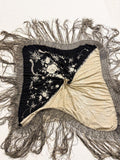 1920s Black & Ivory “Yin-Yang” Embroidered Silk Piano Shawl
