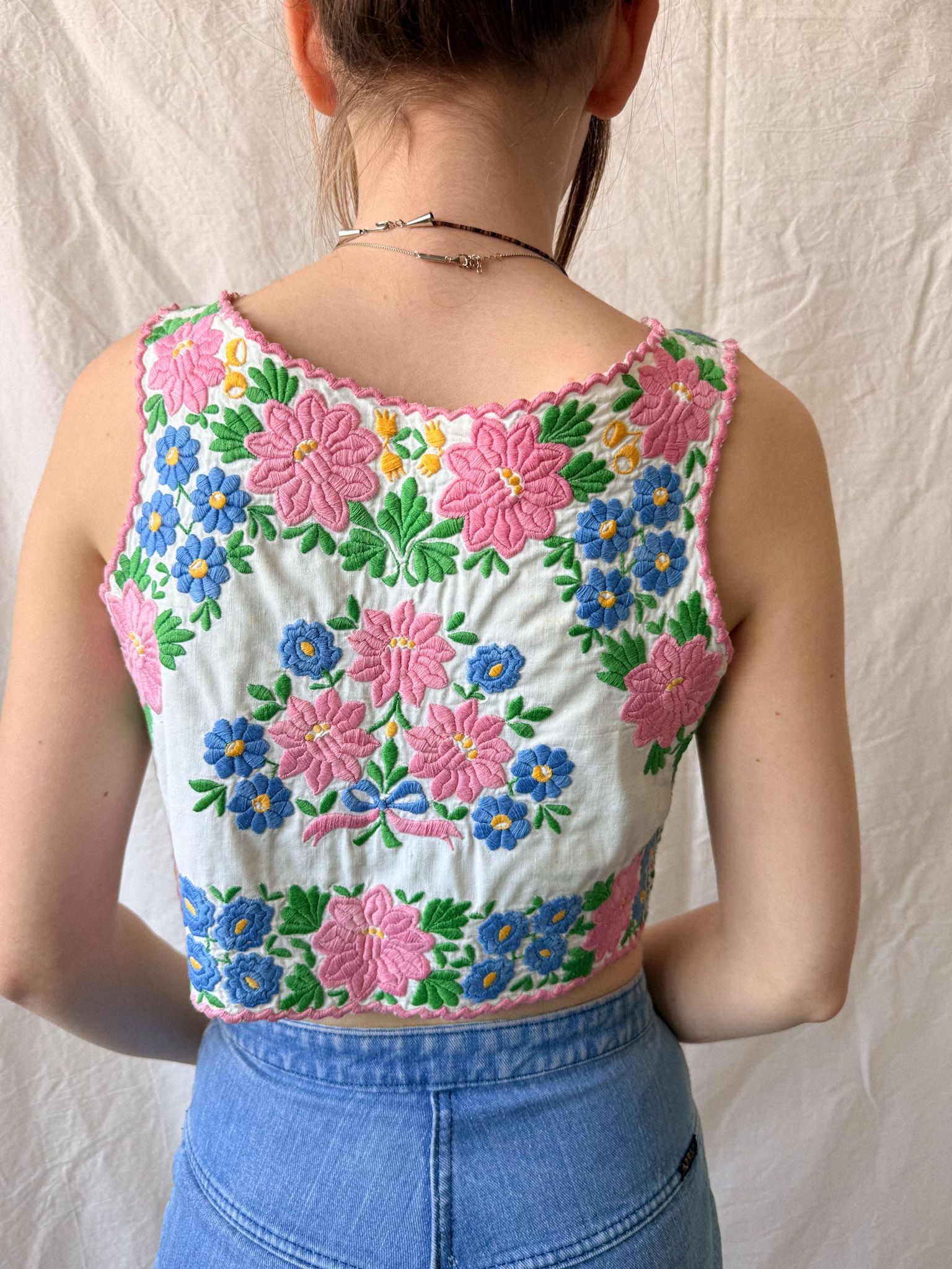 1930s–1940s Hungarian Folk Embroidered Bodice Vest